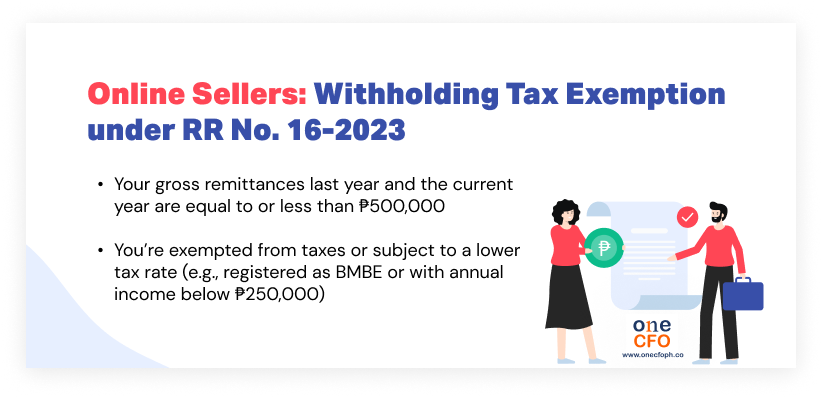 Conditions for exemption from withholding tax rule